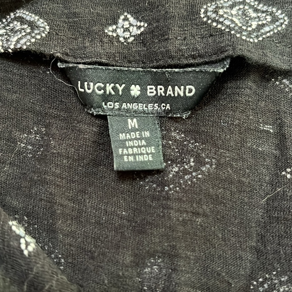 Lucky Brand Black Patterned Women's Top M - Picture 4 of 4
